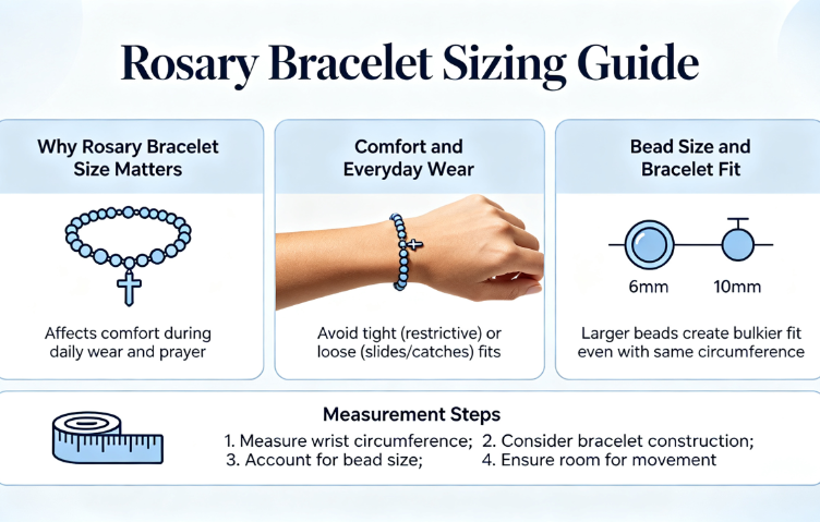 Choosing the right rosary bracelet size sounds simple, but it's surprisingly easy to get wrong. Too tight, and the bracelet can feel restrictive. Too loose, and it may slide around your wrist, catch on clothing, or become uncomfortable during prayer.